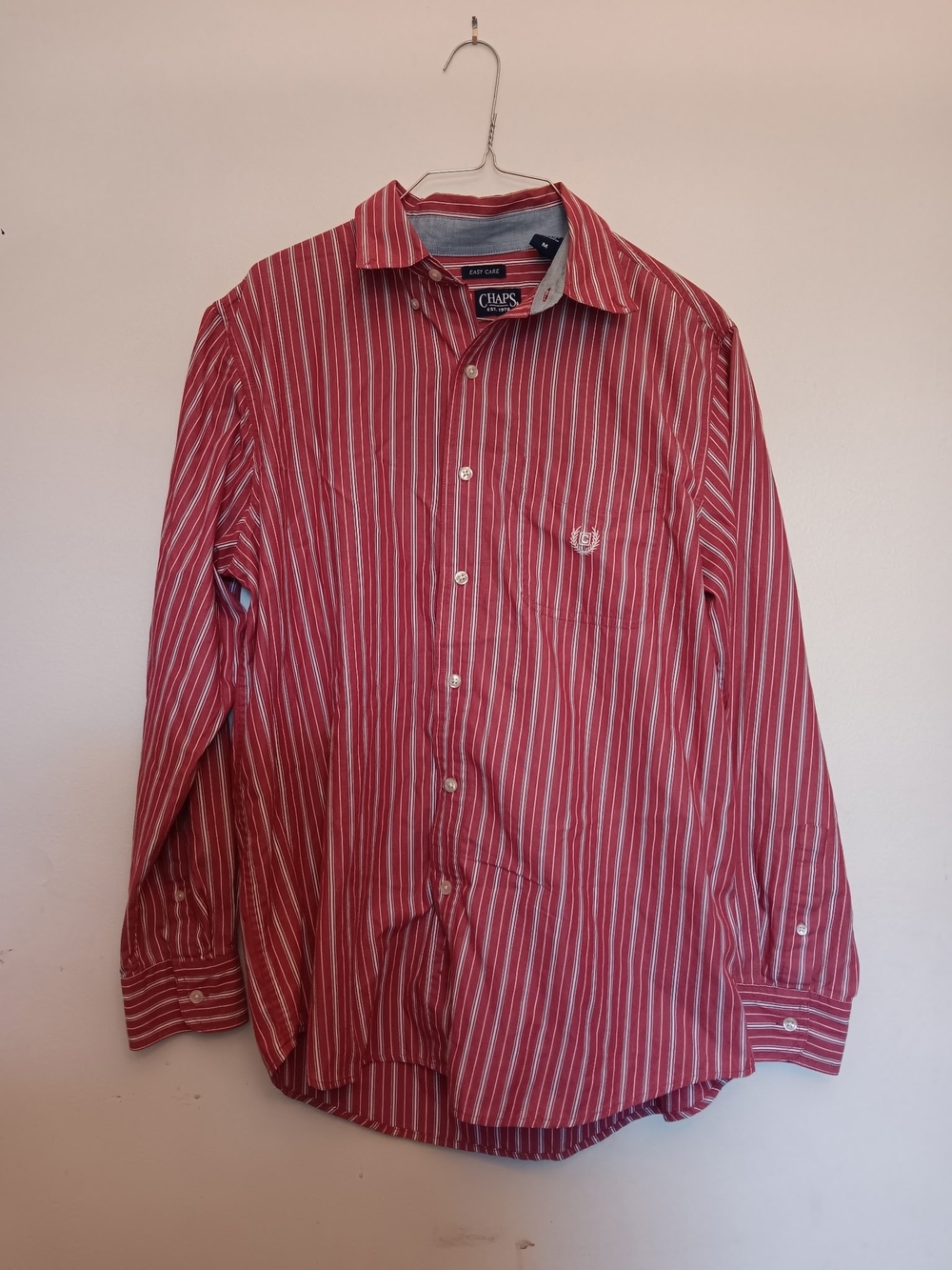 Chaps Red and White Striped Button-Down Shirt ( Price Is Firm)